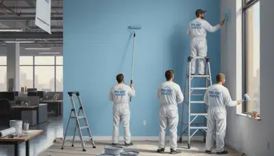 Commercial painting team in Staten Island, NY applying durable finishes to a business property