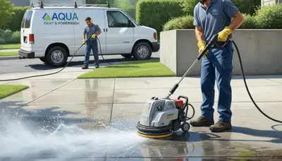 Concrete pressure cleaning in Staten Island, NY by Staten Island Paint Pros cleaning driveway and patio surfaces