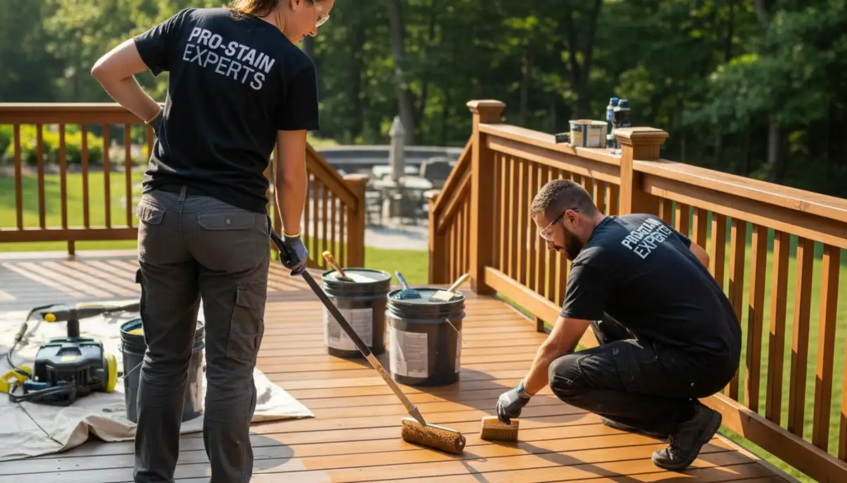 Staten Island deck staining service protecting and beautifying outdoor wood against weather damage