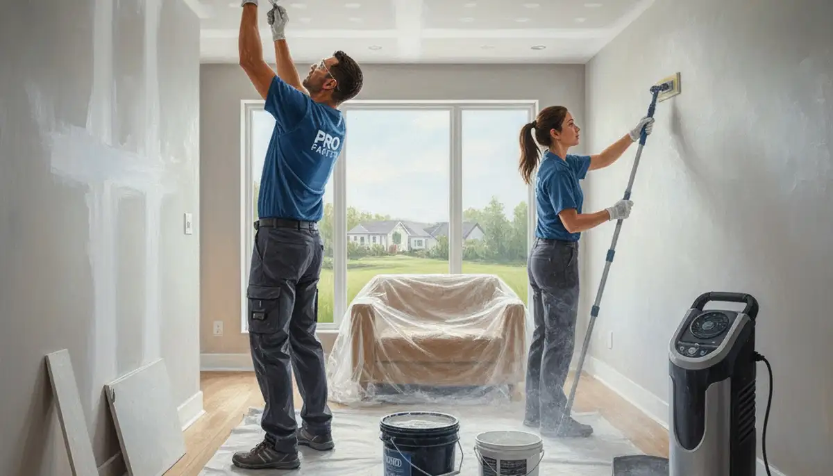 Staten Island, NY drywall repair by Paint Pros for cracks, water stains, and smooth wall restoration