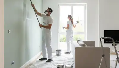 Staten Island, NY interior house painters finishing a clean, durable room repaint